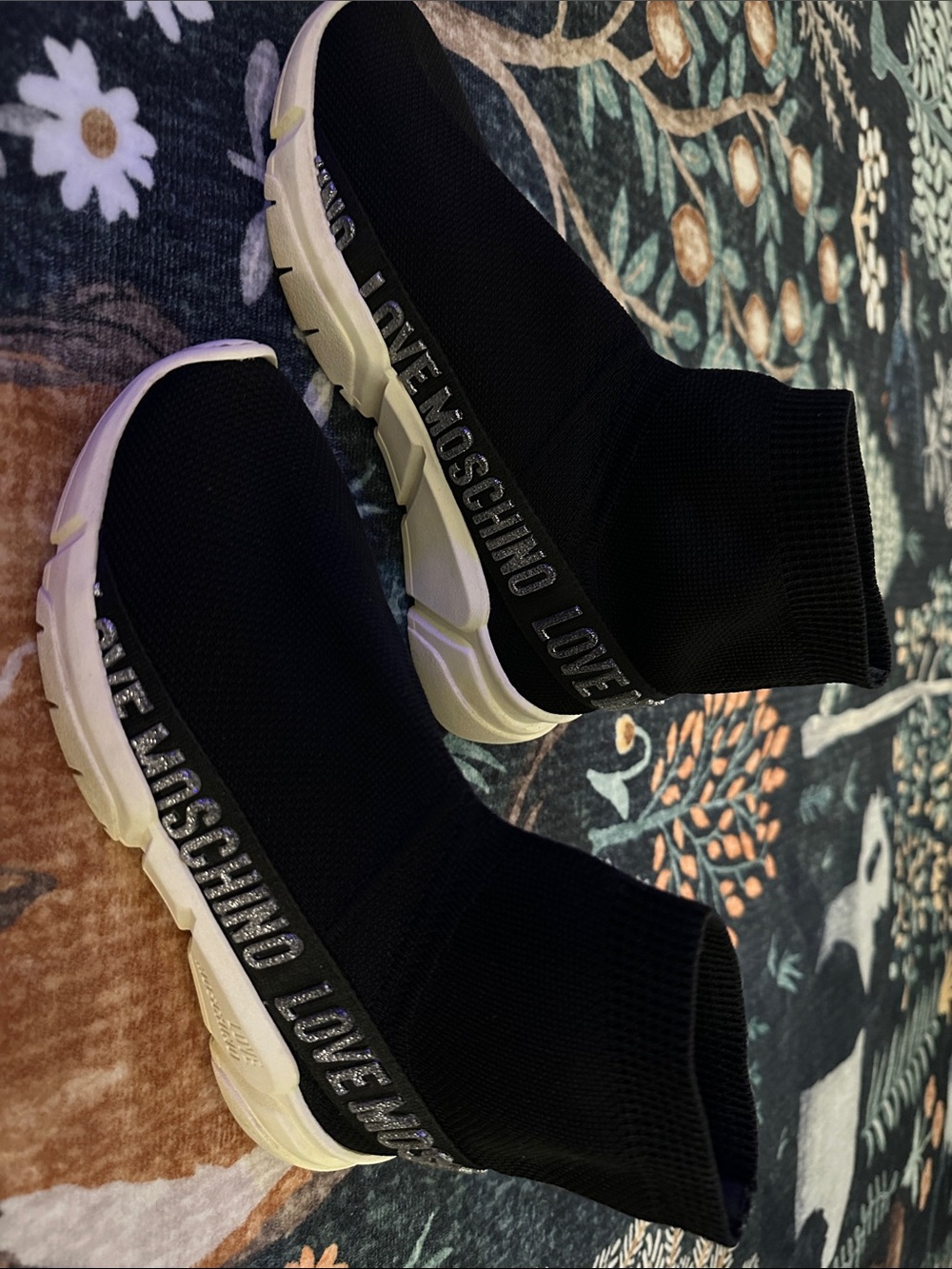 Love Moschino Black and White Sock Sneakers